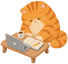 An orange cat studying at its own little table
